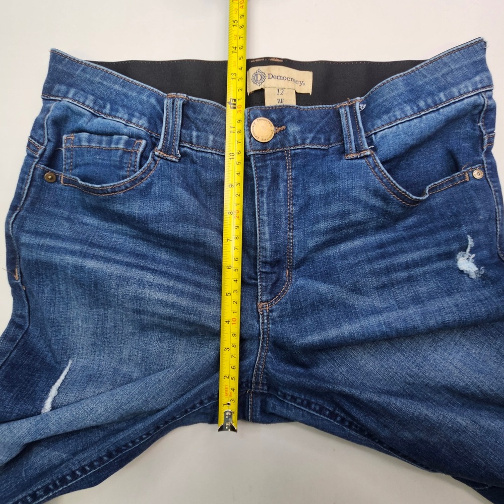 Democracy Jeans Women 12 Blue Ab Technology Bootcut Dark Wash Distressed - Picture 8 of 10